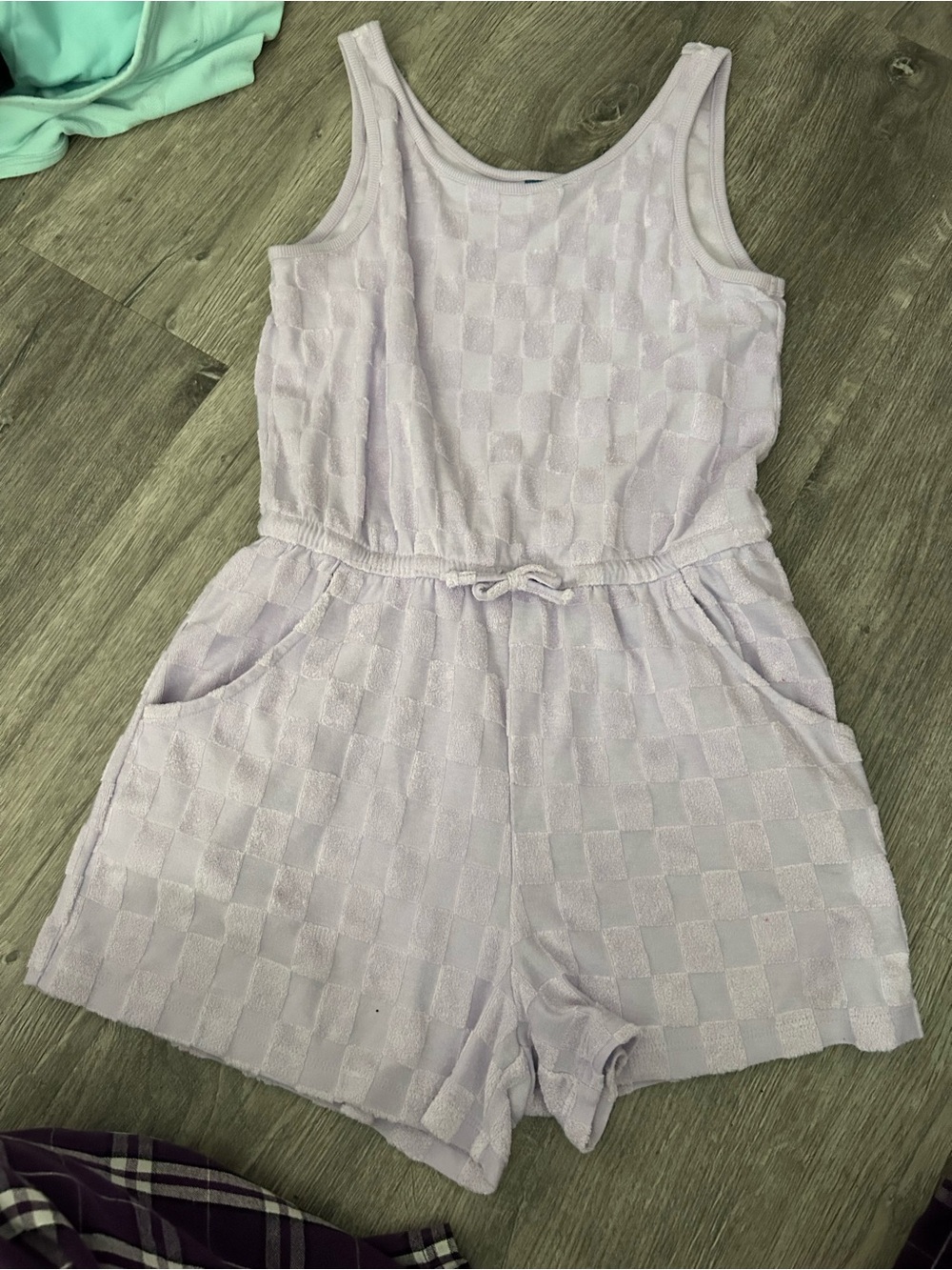 Old Navy Lavender Checker Terry Tank Romper
